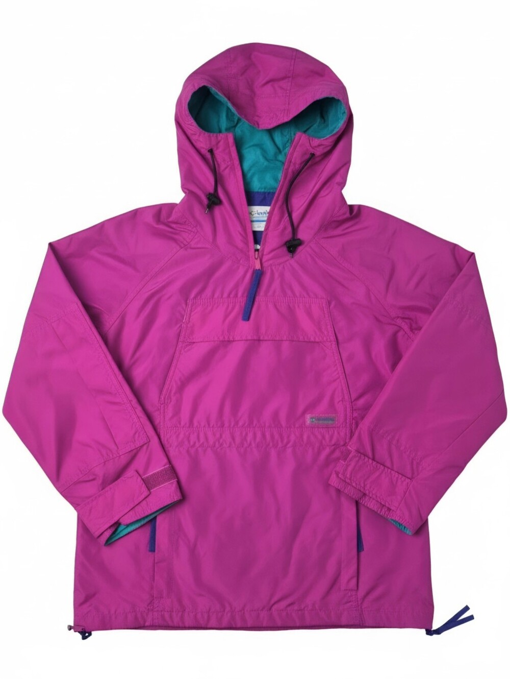 Vintage 90s Columbia Packable Anorak Jacket Womens S Pink Teal Colorblock